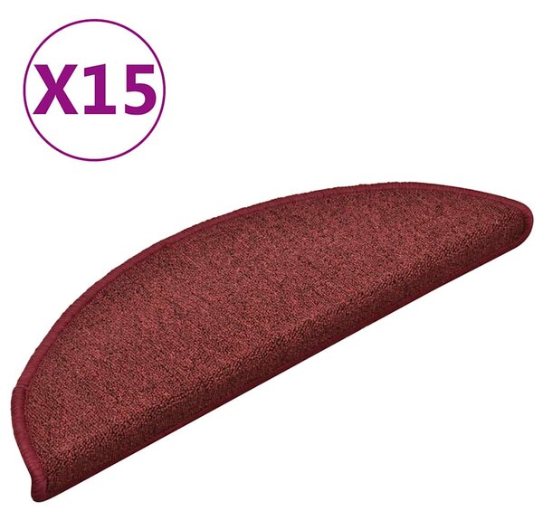 Schodové rohože 15 ks 56 x 17 x 3 cm bordó půlkulaté 322372