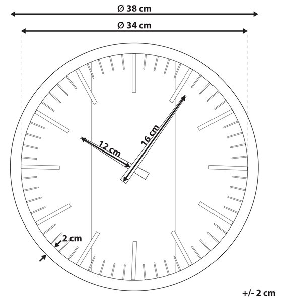 Nástěnné hodiny VILLORA 38 cm Hnědá/Černá