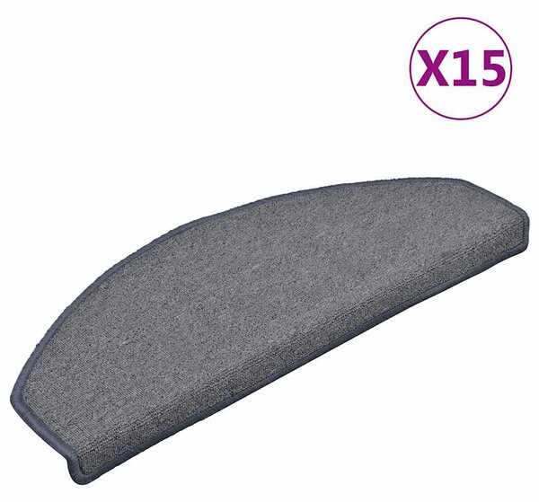 Schodové rohože 15 ks 65 x 24 x 4 cm světle šedo-modré, půlkulaté, velké 322375