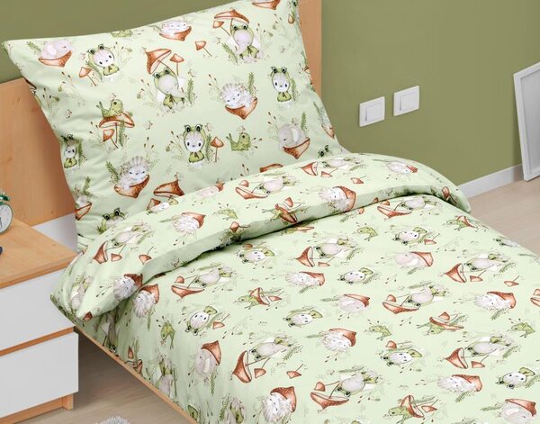 BELLATEX Povlečení bavlněné Junior Zelená 140x200, 70x90 cm
