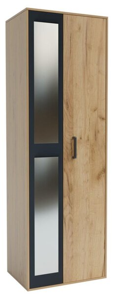 VerDesign VIVIEN šatní skříň 2D se zrcadlem, Dub Craft zlatý/grafit