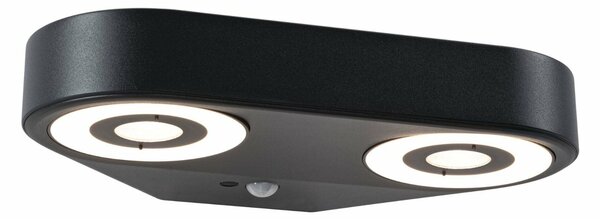 PAULMANN LED venkovní nástěnné svítidlo Silma pohybové čidlo dva světelné zdroje IP44 280x176mm 3000K 2x5,5 / 2x0,7W 230V antracit hliník