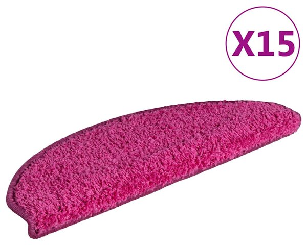 Schodové rohože 15 ks 65 x 21 x 4 cm růžové, půlkulaté, velké 322381