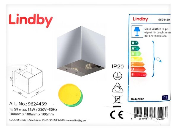 Lindby - Nástěnné svítidlo NEHLE 1xG9/33W/230V