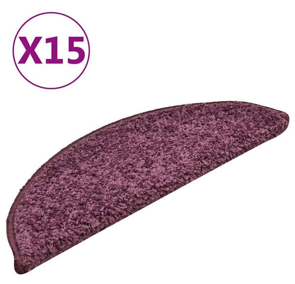 Schodové rohože 15 ks 56 x 17 x 3 cm tmavě fialové půlkulaté 322384