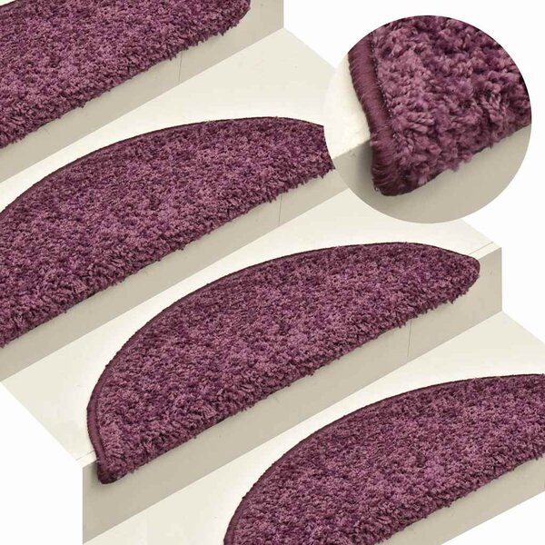 Schodové rohože 15 ks 65 x 21 x 4 cm tmavě fialové, půlkulaté, velké 322385