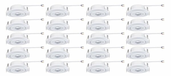 PAULMANN LED vestavné svítidlo 20ks-sada výklopné kruhové 82mm 70° 20x4,8W 230V 3000K bílá mat