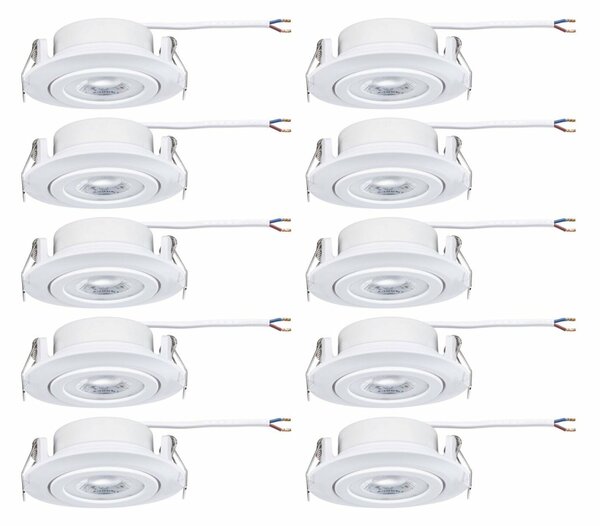 PAULMANN LED vestavné svítidlo 10ks-sada výklopné kruhové 82mm 70° 10x4,8W 230V 3000K bílá mat