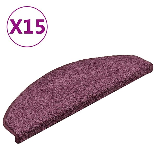 Schodové rohože 15 ks 65 x 21 x 4 cm tmavě fialové, půlkulaté, velké 322385