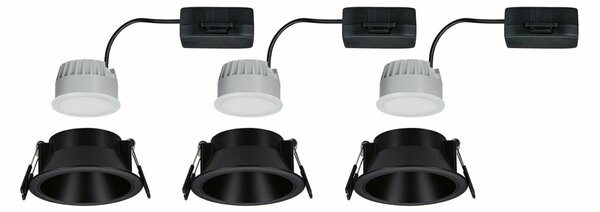 PAULMANN LED vestavné svítidlo 3-krokové-stmívatelné Cole Coin základní sada 3ks sada IP44 kruhové 88mm Coin 3x6W 230V 2700K černá