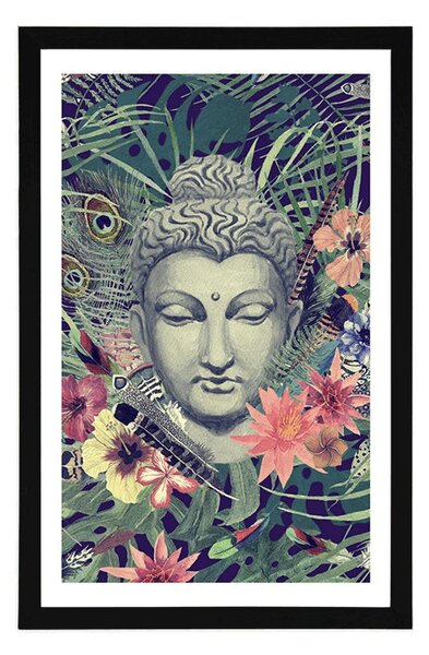 Plakát s paspartou Buddha na exotickém pozadí