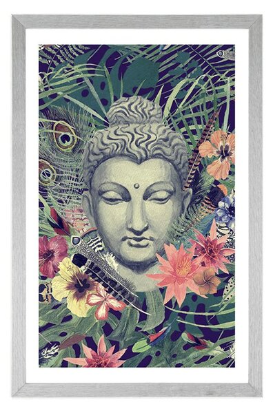 Plakát s paspartou Buddha na exotickém pozadí