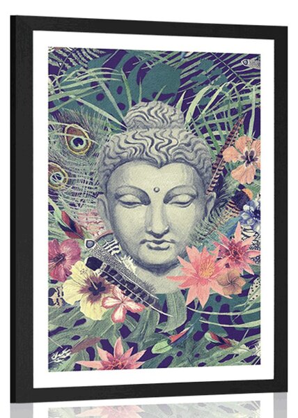 Plakát s paspartou Buddha na exotickém pozadí