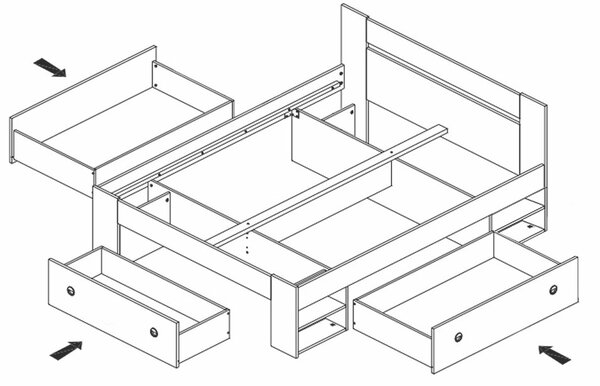 Zvýšená postel s úložným prostorem NEPOLI 140x200, bílá