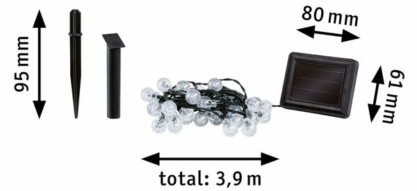 PAULMANN Solární světelný řetěz Soala IP44 3000K černá
