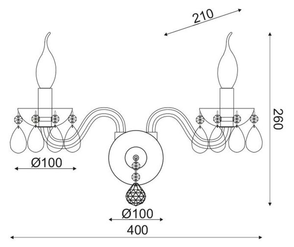 ACA Lighting Crystal nástěnné svítidlo BLK82042WWC