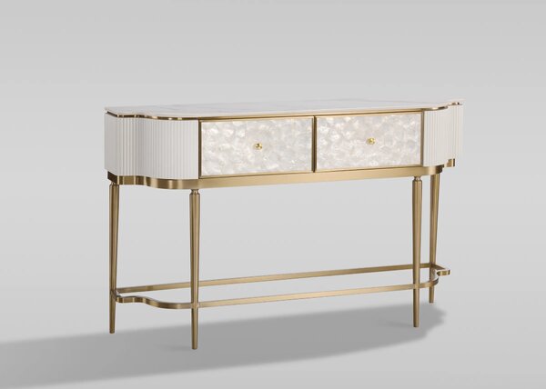 LivinHill Konzolový stolek Stilig ST904C 140 cm zlatý/bílý mramor/bílý