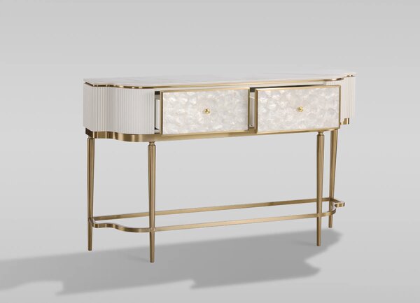 LivinHill Konzolový stolek Stilig ST904C 140 cm zlatý/bílý mramor/bílý