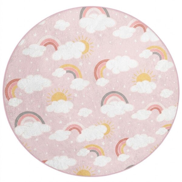 Růžový pratelný dětský koberec ø120 cm Rainbow World – Mila Home