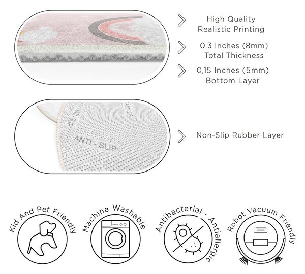 Růžový pratelný dětský koberec ø120 cm Rainbow World – Mila Home