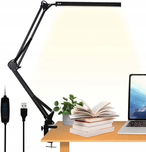Stolní lampička Izoxis rýsovací LED lampa černá, výkon až 5,6 W