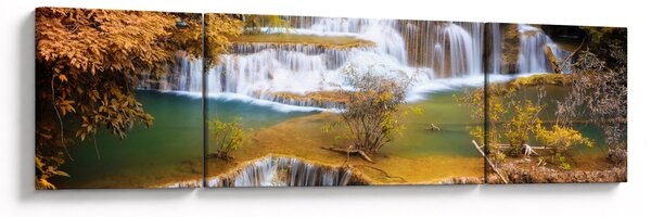 Obraz - Vodopády Huay Mae Khamin, Thajsko (170x50 cm)