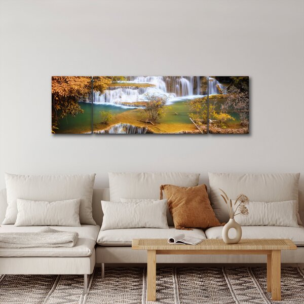 Obraz - Vodopády Huay Mae Khamin, Thajsko (170x50 cm)