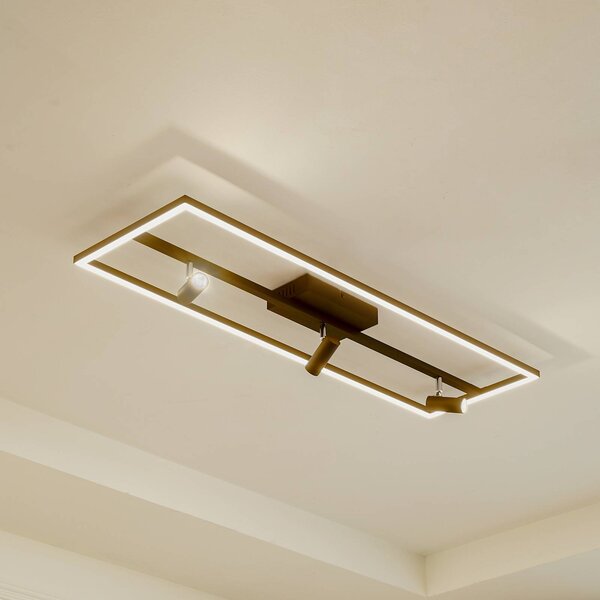 Lucande Stropní svítidlo LED Yvor, 99,5 cm, černé, otočné, Černá, Obývací pokoj / jídelna, Hliník, Moderní