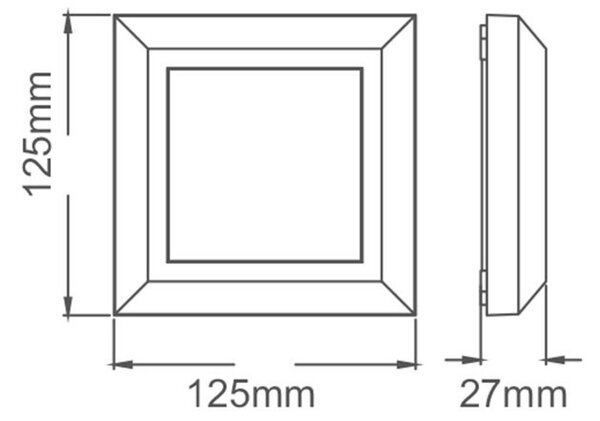 ACA Lighting LED venkovní nástěnné svítidlo hranaté šedá 230V AC IP65 4W 3000K 270LM RA80 SLIM51N