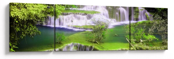 Obraz - Vodopády Huay Mae Khamin, Kanchanaburi, Thajsko (170x50 cm)