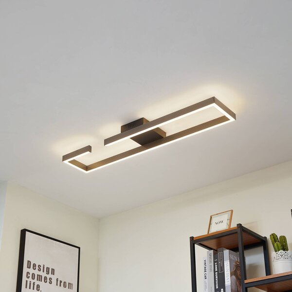 Lucande Stropní svítidlo LED Yvor, 100 cm, černá, hliník, Černá, Obývací pokoj / jídelna, Hliník, Moderní