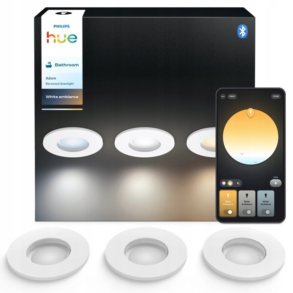 Vestavné svítidlo LED GU10 IP44 Koupelnové Bílé Adore Philips HUE 3 ks