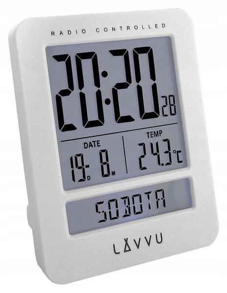 Budík LAVVU LAR0020 Termp DCF77 Dny v týdnu PL