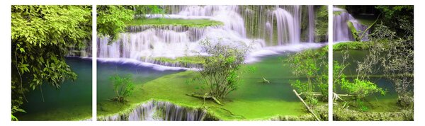 Obraz - Vodopády Huay Mae Khamin, Kanchanaburi, Thajsko (170x50 cm)