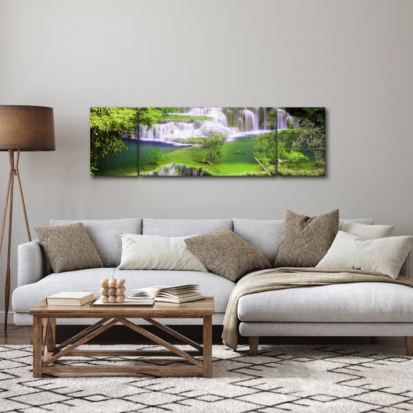 Obraz - Vodopády Huay Mae Khamin, Kanchanaburi, Thajsko (170x50 cm)