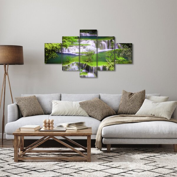 Obraz - Vodopády Huay Mae Khamin, Kanchanaburi, Thajsko (125x70 cm)
