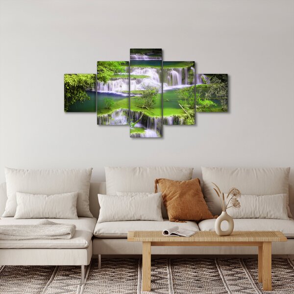Obraz - Vodopády Huay Mae Khamin, Kanchanaburi, Thajsko (125x70 cm)