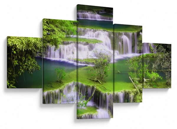 Obraz - Vodopády Huay Mae Khamin, Kanchanaburi, Thajsko (125x70 cm)
