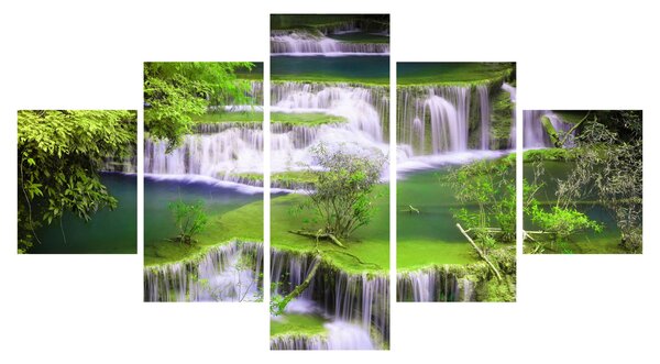 Obraz - Vodopády Huay Mae Khamin, Kanchanaburi, Thajsko (125x70 cm)