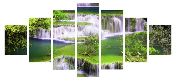 Obraz - Vodopády Huay Mae Khamin, Kanchanaburi, Thajsko (210x100 cm)