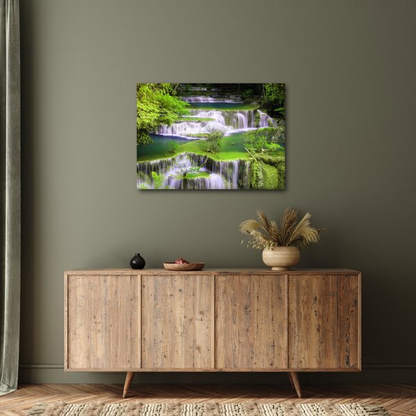 Obraz - Vodopády Huay Mae Khamin, Kanchanaburi, Thajsko (70x50 cm)