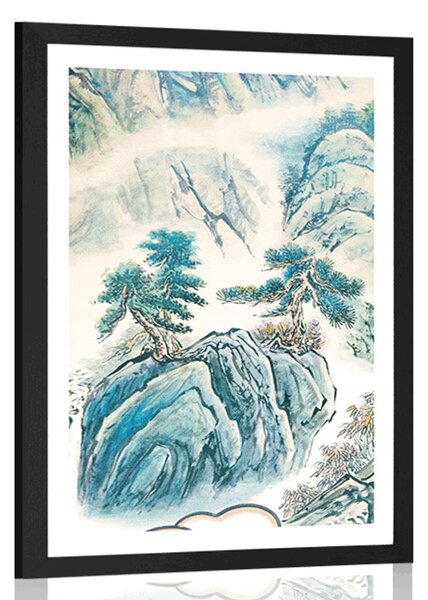 Plakát s paspartou čínská krajinomalba