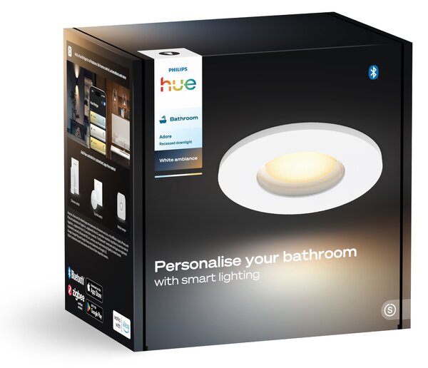 Hue Adore recessed koupelnové svítidlo kulaté 1x4,2W, 2000-6500K, IP44, bílá