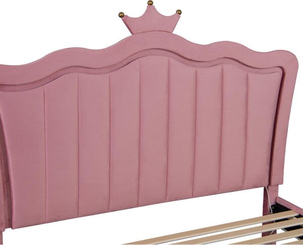 Kondela Postel s roštem, 90x200, růžová Velvet látka, RANIA
