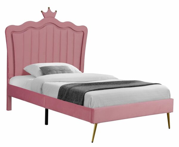 Kondela Postel s roštem, 90x200, růžová Velvet látka, RANIA