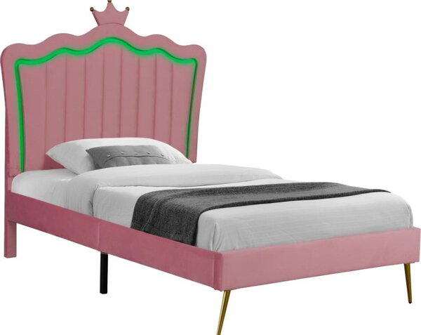 Kondela Postel s roštem, 90x200, růžová Velvet látka, RANIA