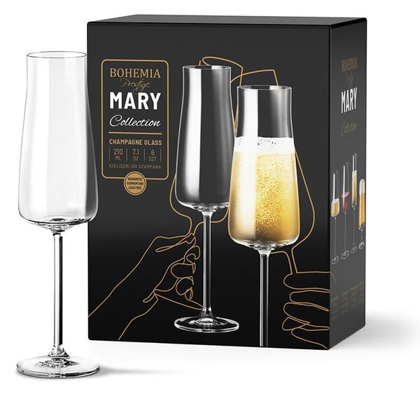 BOHEMIA PRESTIGE MARY SKLENICE NA ŠAMPAŇSKÉ 210ML SADA 6KS