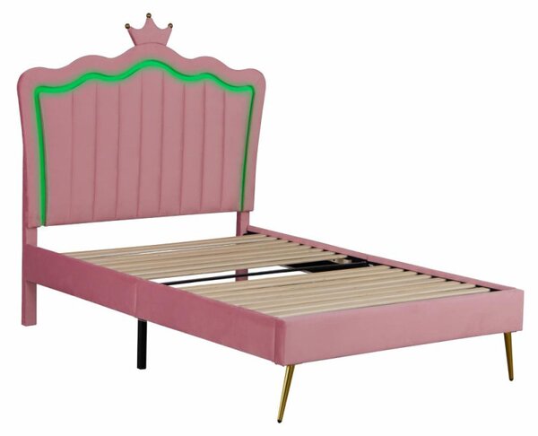 Kondela Postel s roštem, 90x200, růžová Velvet látka, RANIA