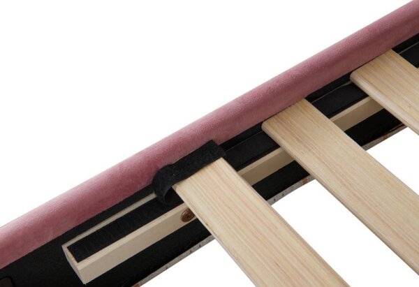 Kondela Postel s roštem, 90x200, růžová Velvet látka, RANIA