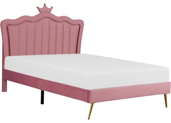 Kondela Postel s roštem, 140x200, růžová Velvet látka, RANIA